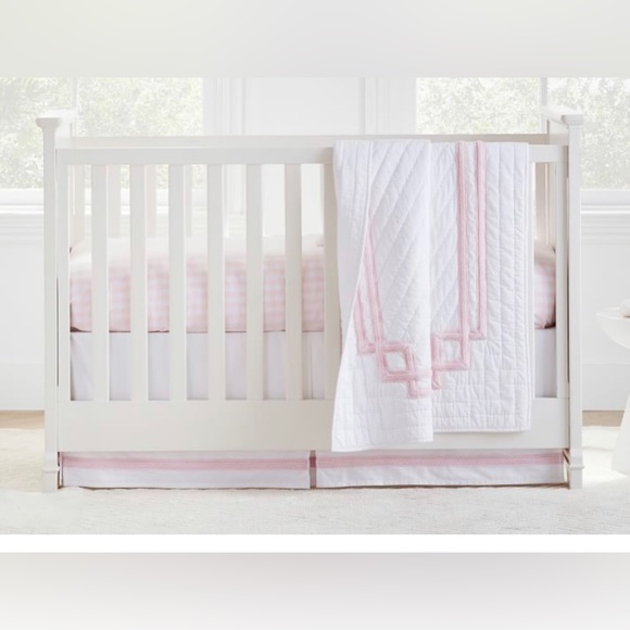 Other Pottery Barn Kids Sutton Crib Skirt Pink Euc Pottery Barn Kids